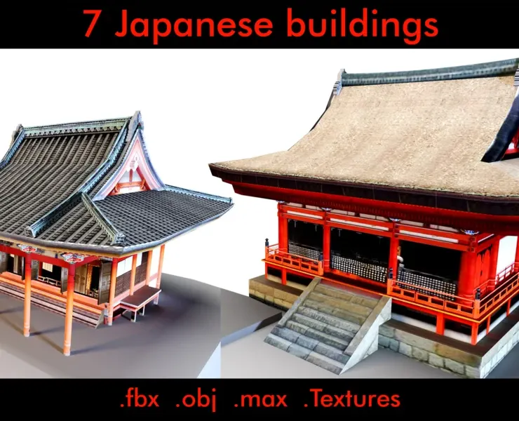 7 Japanese Buildings- Vol 02- 3d Model