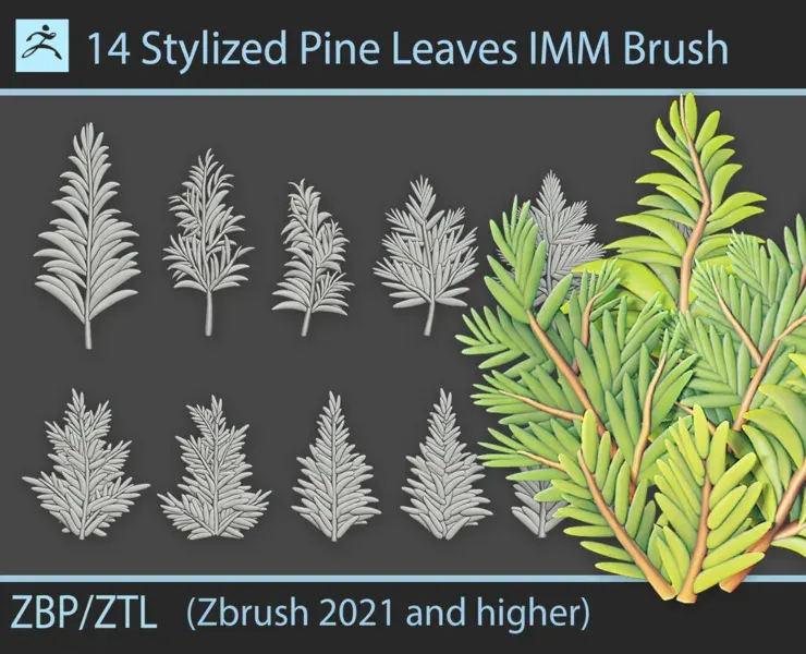 Stylized Pine Leaves IMM Brush
