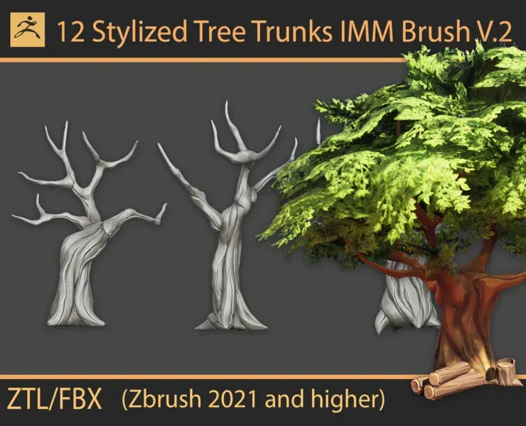 Stylized Trees Trunks IMM Brush V.2