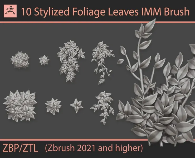 Stylized Foliage Leaves IMM Brush