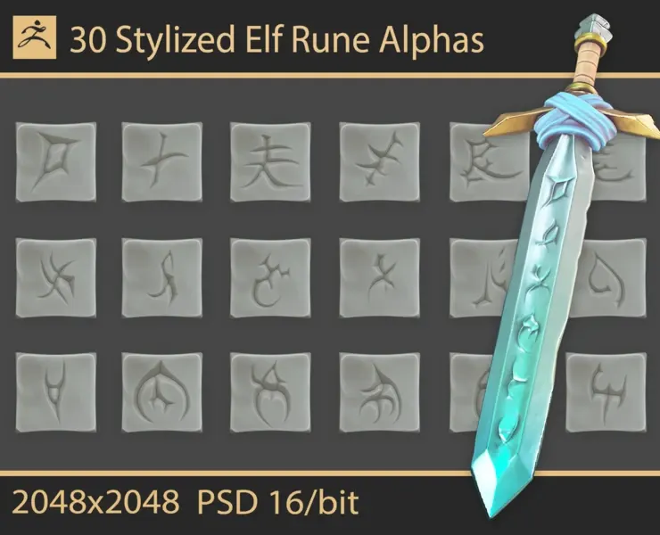 Stylized Elf Rune Alphas