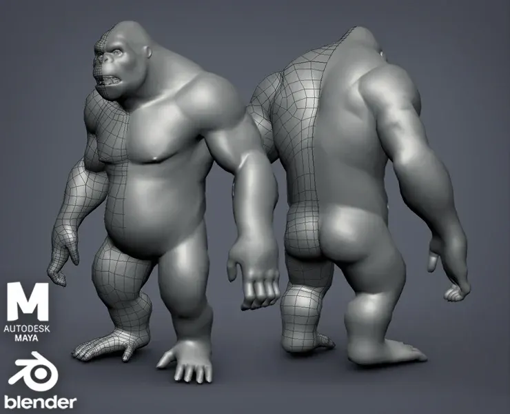 Gorilla BaseMesh - Topology + UV Map