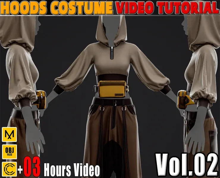 Hoods Costume + Clo3D/Marvelous + Video Tutorial + ZPRJ + OBJ + UV+ Texture Vol.02