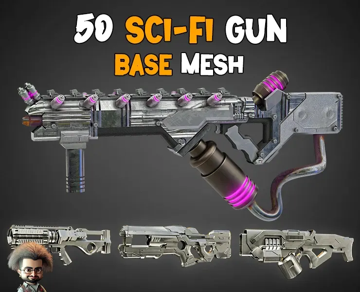 50 Sci-Fi Gun Base Mesh – Vol 05