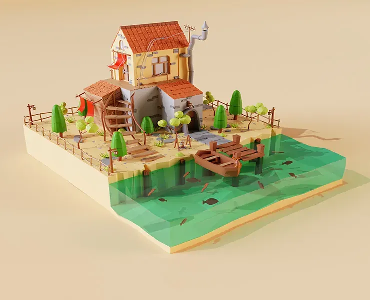 Low poly Cottage 01