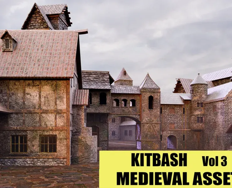 KITBASH : MEDIEVAL ASSETS +TEXTURES Vol 3