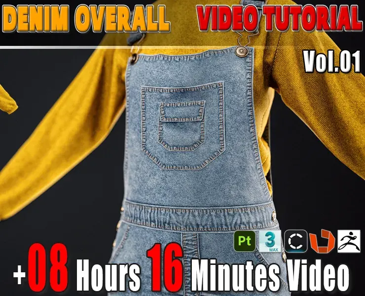 Realistic- Women's Denim Overall Full Creation Process Video Tutorial ( +8 Hours ) + Project Files Vol.01