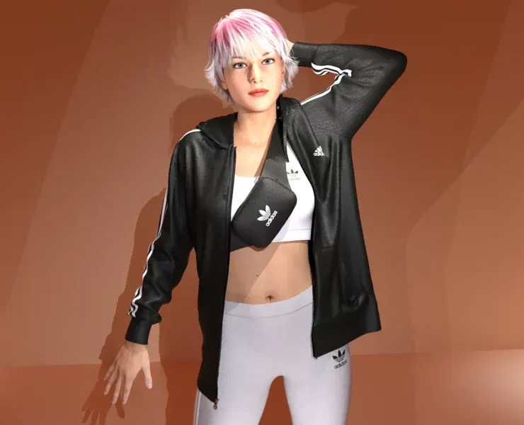 Adidas - Jacket and Legging with Side Bag-outfit | Marvelous / Clo3d / obj / fbx
