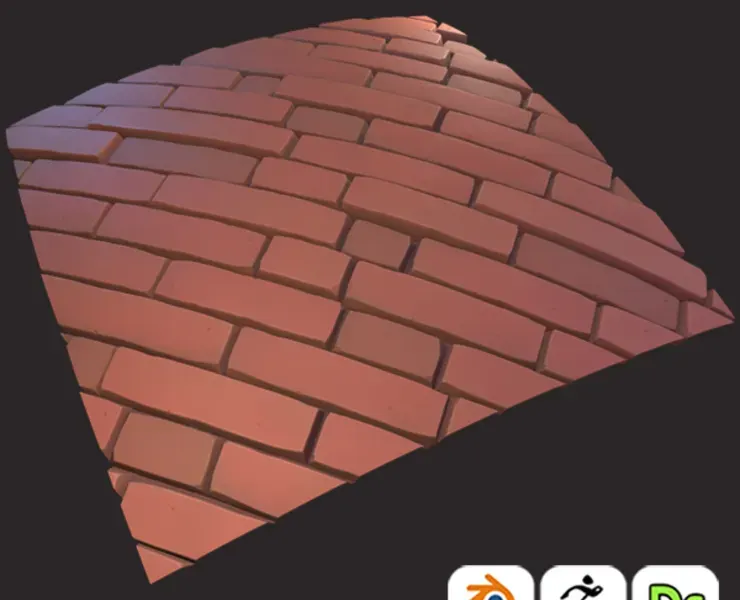 Stylized Red Brick Wall For Games 3D Art /Tutorial