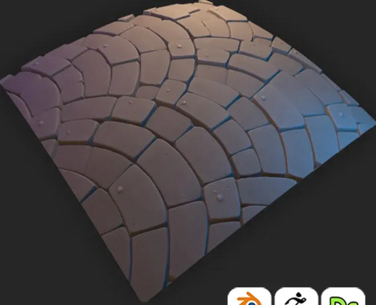 Stylized Arc Pavement Floor For Games 3D Art /Tutorial