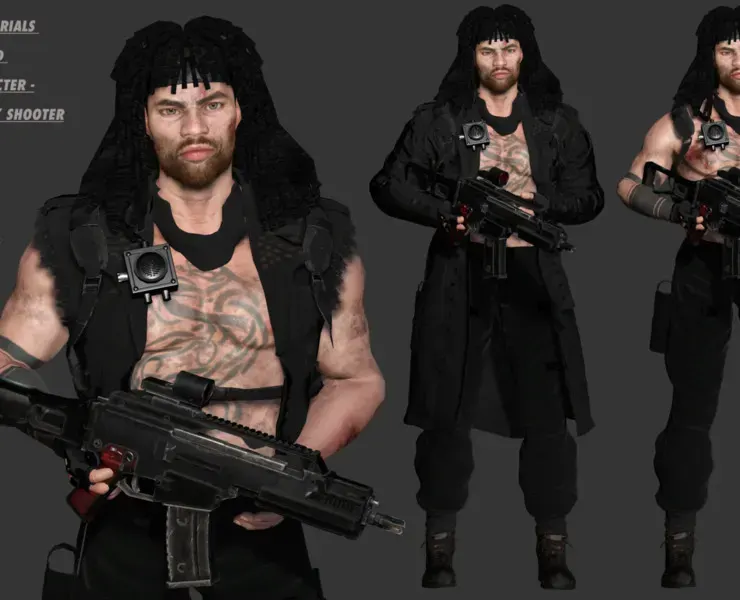 AAA 3D REALISTIC MAN CHARACTER -SHOOTER ACTION HEROES RAMBO