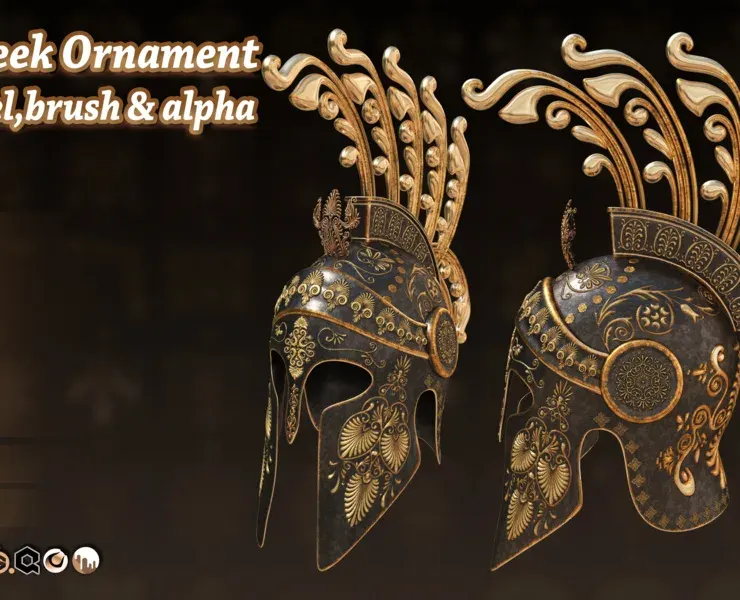 115 Greek ornament 3Dmodel,brush and alpha vol 16