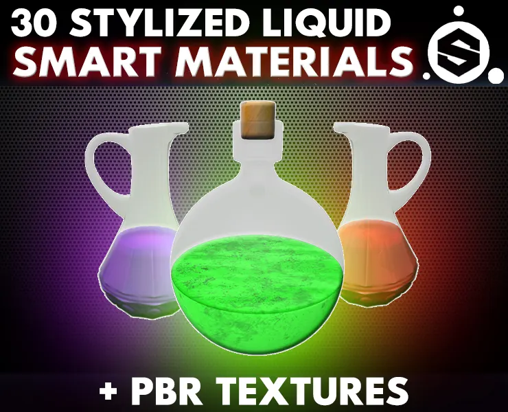 30 Stylized Liquid Smart Materials + PBR Textures (Practical &amp; Unique) - Vol 2