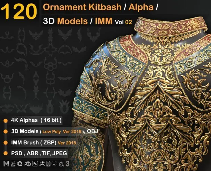 120 Ornament Kitbash / Alpha / 3D Models / IMM vol 02