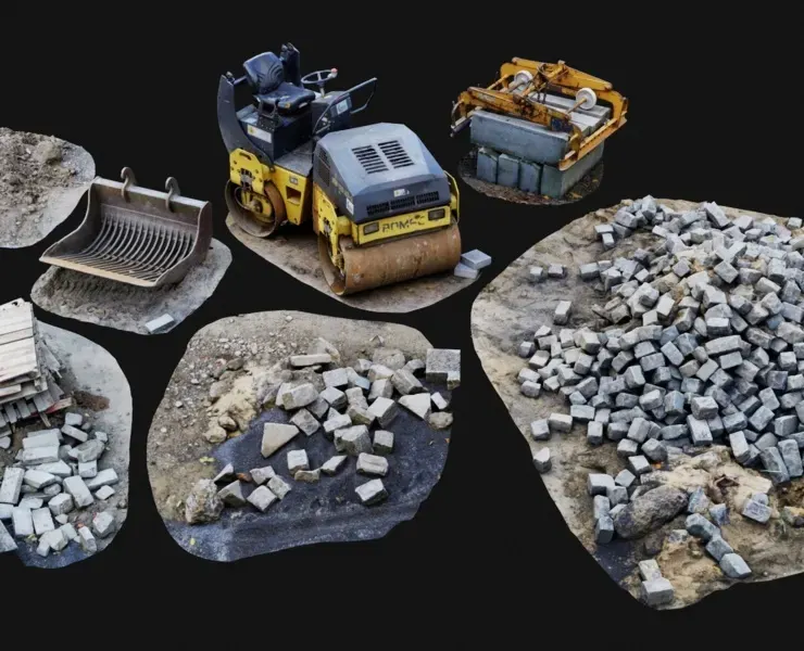 7 3D Scanned Road Construction Scenery Items