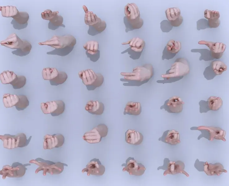 36 Photorealistic 3D Scanned Men's Hands