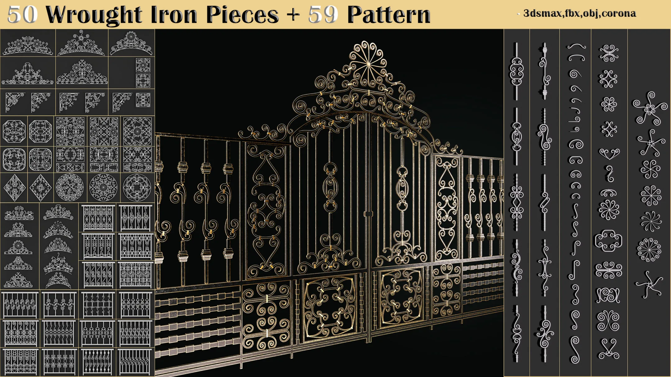 50 Wrought Iron Pieces + 59 Pattern