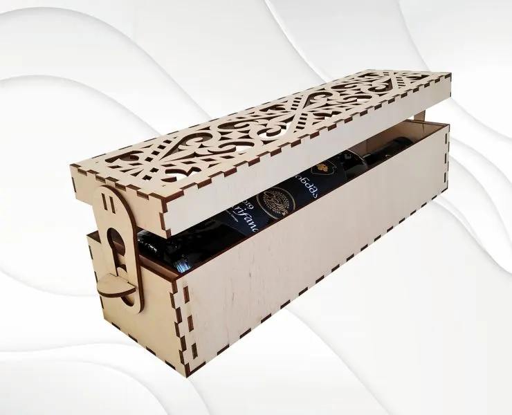Wine holder box turn svg dxf vector laser cut template. Bottle box digital model, Vine box, Wine gift box. Laser pattern, laser plan.