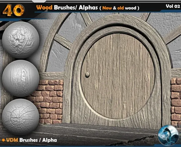 40 Wood VDM Brushes/ Alphas ( New & old wood ) Vol 02