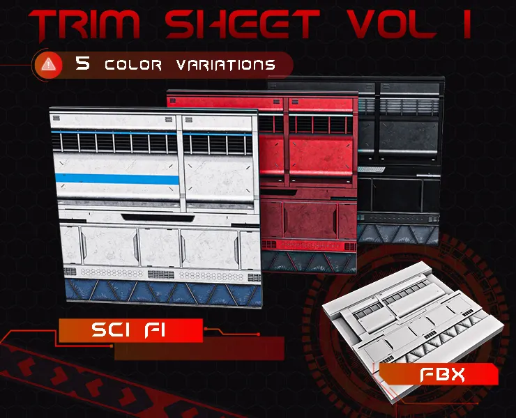 Trim Sheet Vol 1 | Fbx | Decal Machine