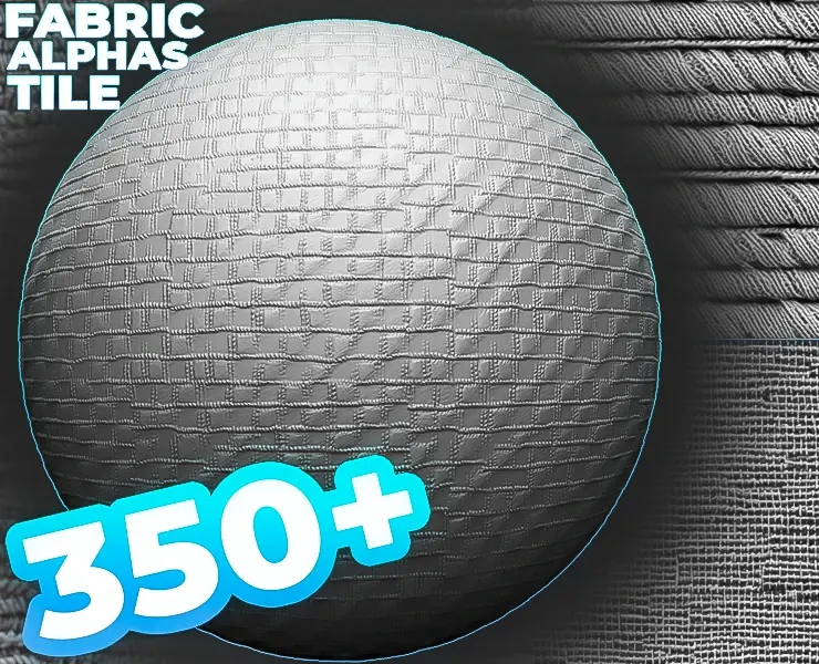 350+ Fabric Displacement Map (Alphas) for ZBrush, Blender vol.13