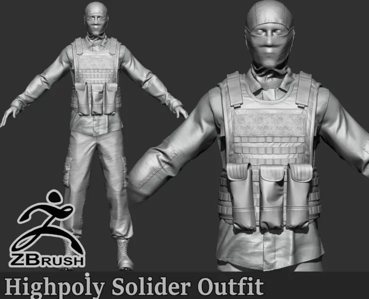 Soldier Outfit Highpoly sculpt