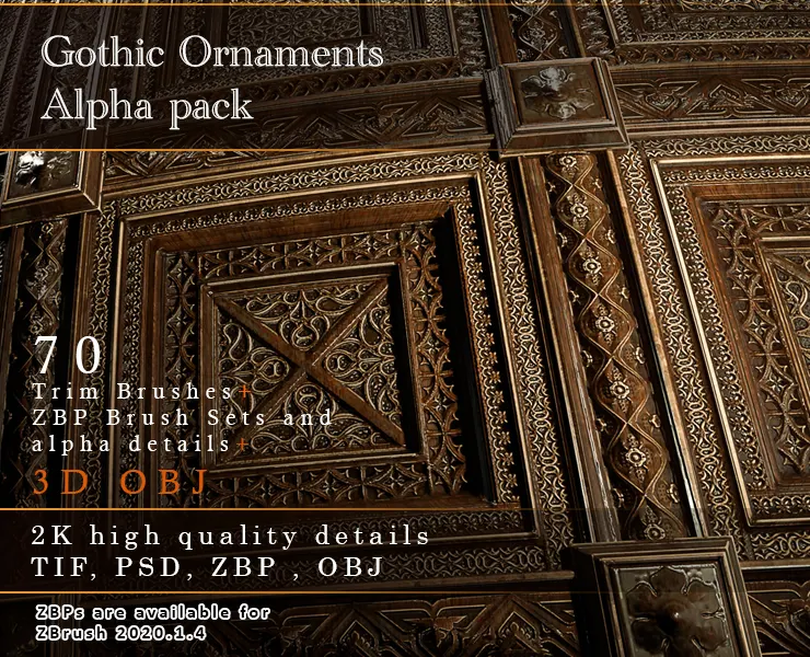 Gothic Ornaments Alpha Pack + 3D OBJ