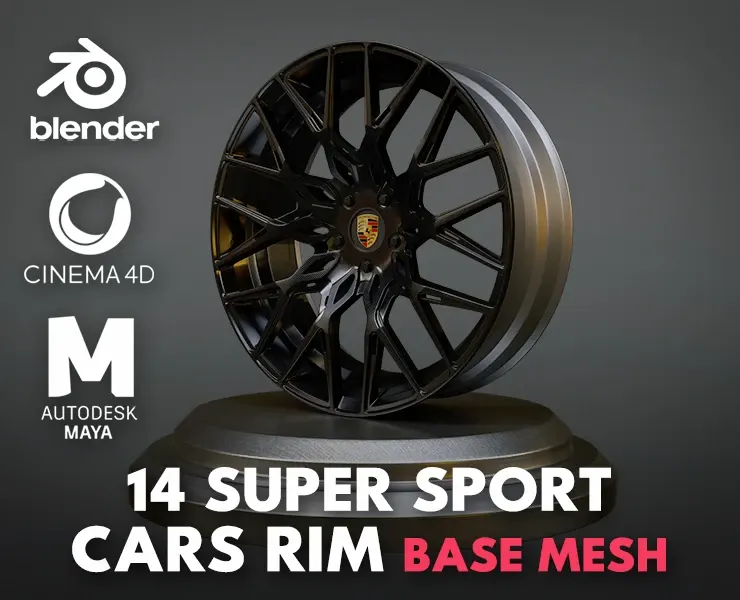 14 Super Sport Cars Rim Base Mesh (Game Ready)