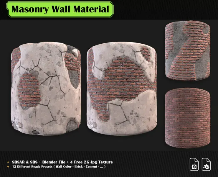 Procedural Masonry Wall Pbr Material Vol 01