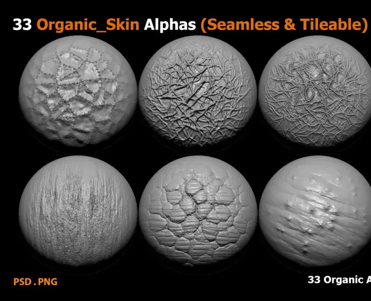 33 Organic_Skin Alphas (Seamless & Tileable)