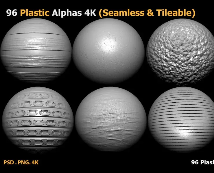 96 Plastic Alphas (Seamless & Tileable) VOL 11