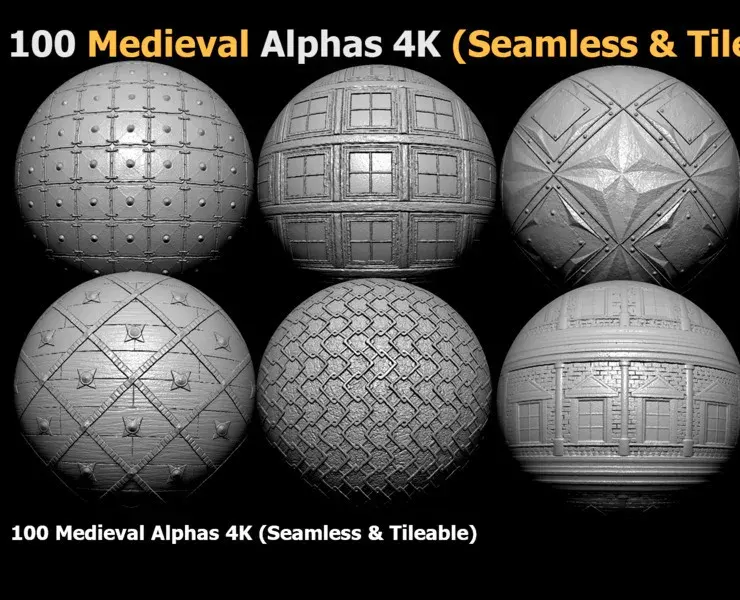 100 Medieval Alphas 4K (Seamless & Tileable)