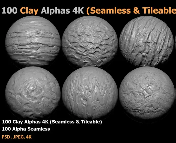 100 Clay Alphas (Seamless & Tileable)