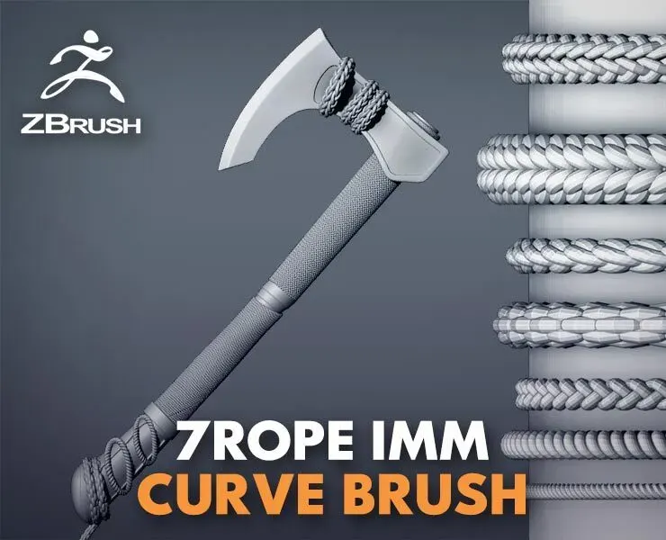 7 Rope Curve IMM Brush Pack Zbrush with PATTERNS and 13 Alphas 4K {Blender}