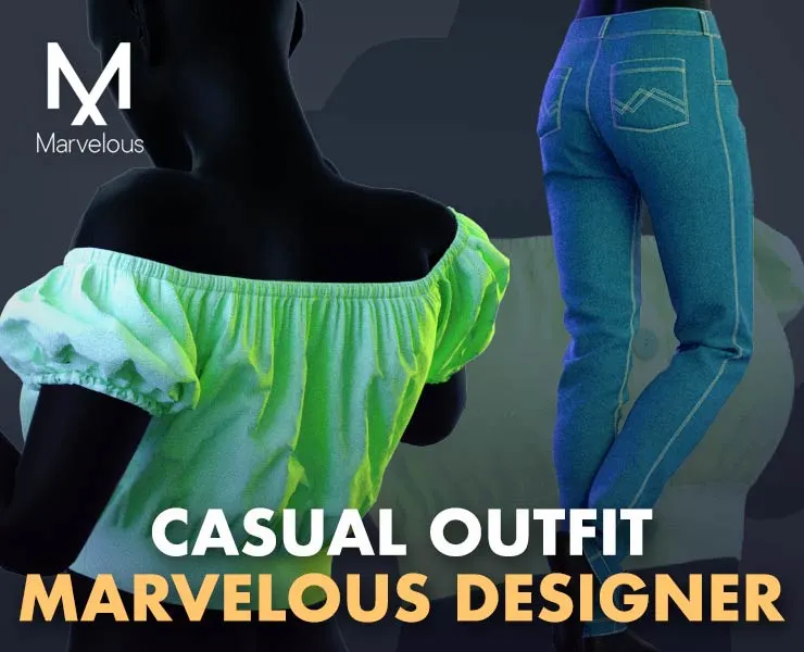 Women's Casual Outfit & Jeans - Marvelous Designer & Clo3D