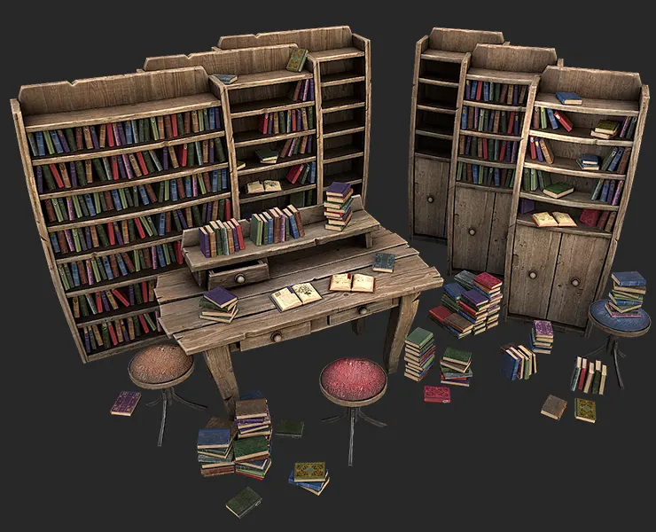 Medieval Library Furniture Set