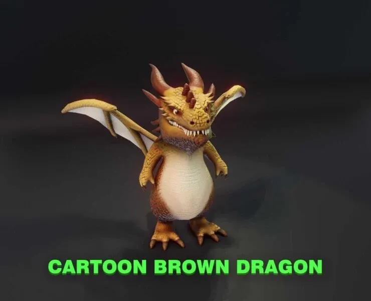 Cartoon Brown Dragon Low-poly 3D model