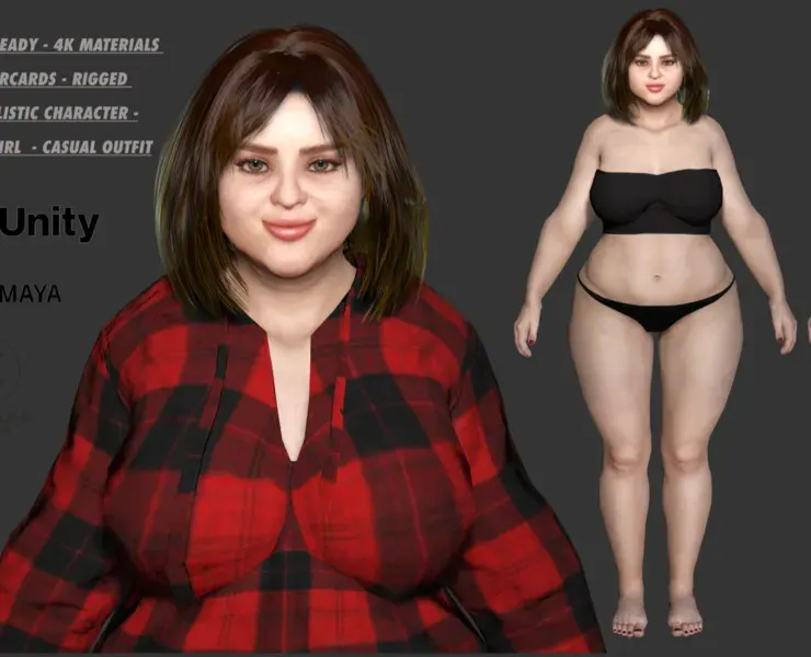 AAA 3D REALISTIC FAT GIRL CHARACTER - CASUAL OUTFIT