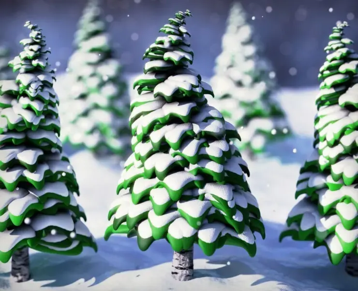 Stylized Trees With Snow - Geometry Nodes