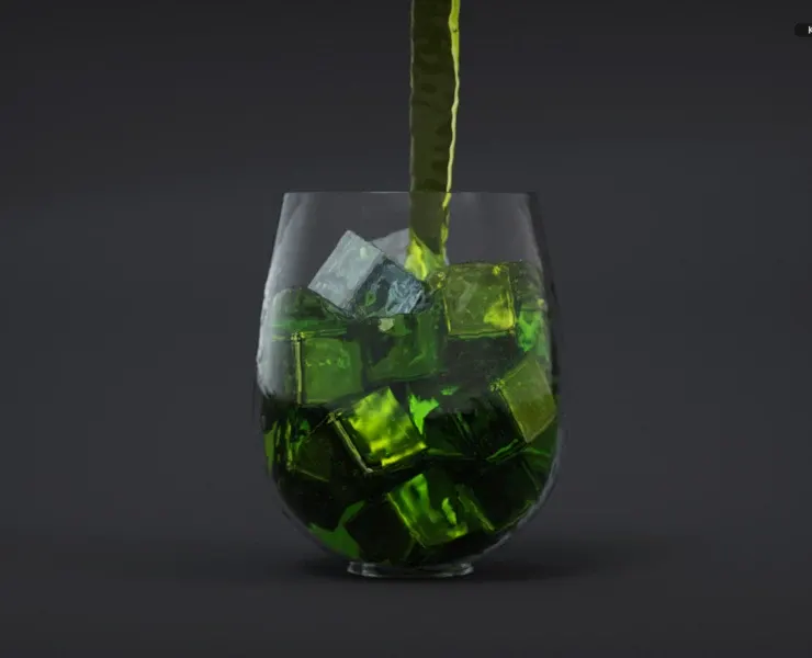 Realistic Juice filling In Glass