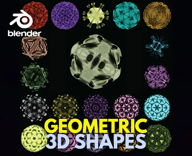 20 Geometric &amp; Parametric Shapes - Pack 1(With Glowing Materials)