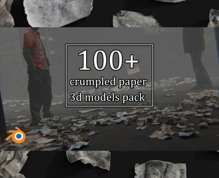 100+ crumpled paper 3d models pack