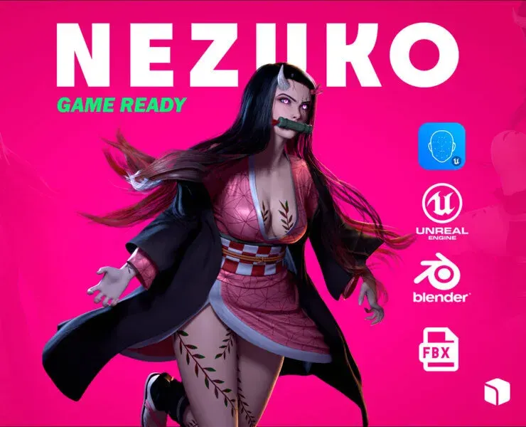 Nezuko Kamado - Game Ready - Low Poly Low-poly 3D model