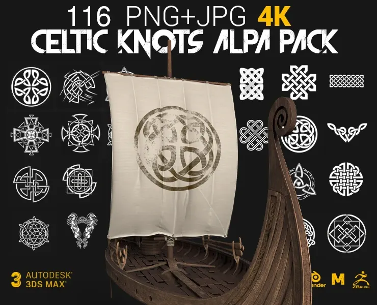 115 Celtic Symbols & Knots 4K Alpha Pack