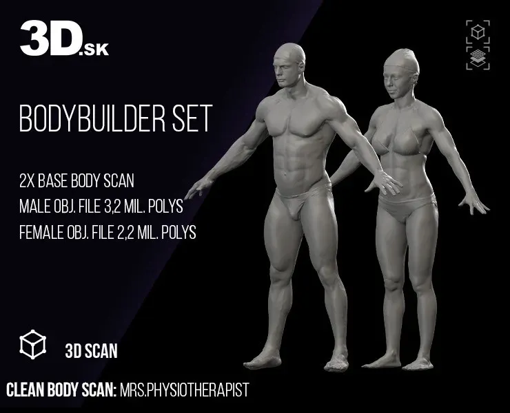 Base Body 3D Scans Bodybuilder Set | Alberto & Natasha