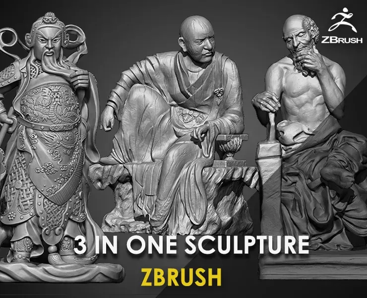 3 in One Character Sculpture Zbrush 2019 HighPoly