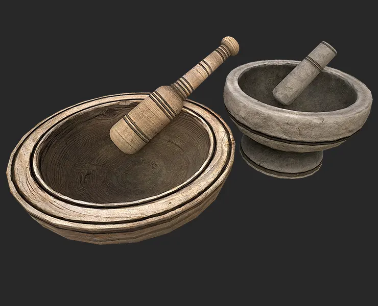 Mortar and pestle Medieval set