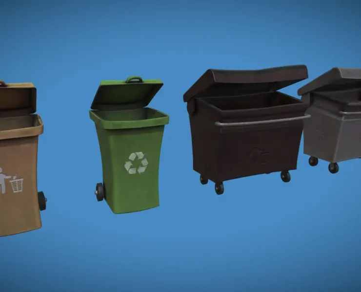 Stylized London UK Trash Bin and Recycle Bin