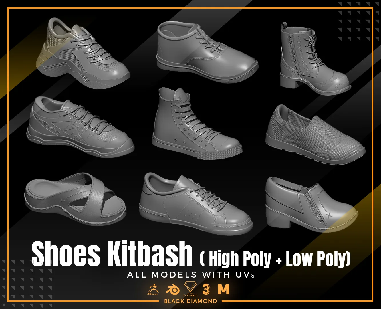 Shoes Kitbash ( OBJ / ZTL / Fbx )