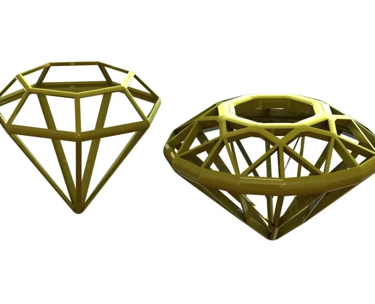 Wireframe Diamond Gem